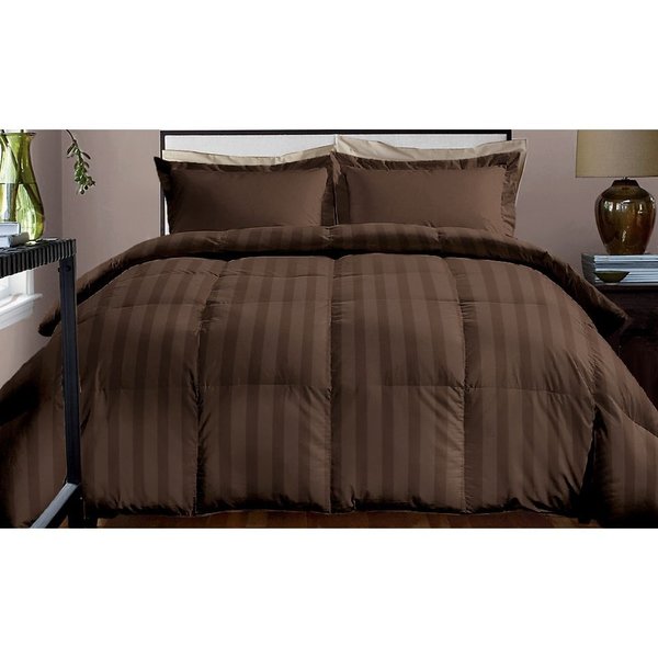 Club Le Med 800 TC Stripe Down Alternative Comforter, Chocolate, Twin 123625